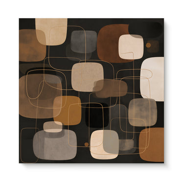 Mid-Century Modern Abstract Stretched Canvas Wall Art – Retro Harmony