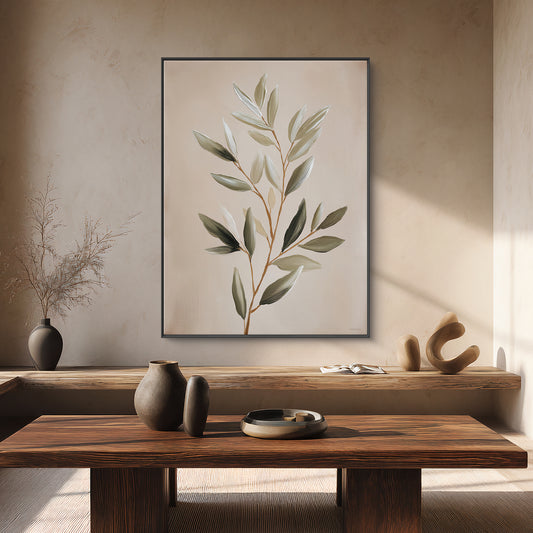 Botanical Framed Canvas Wall Art – Quiet Olive