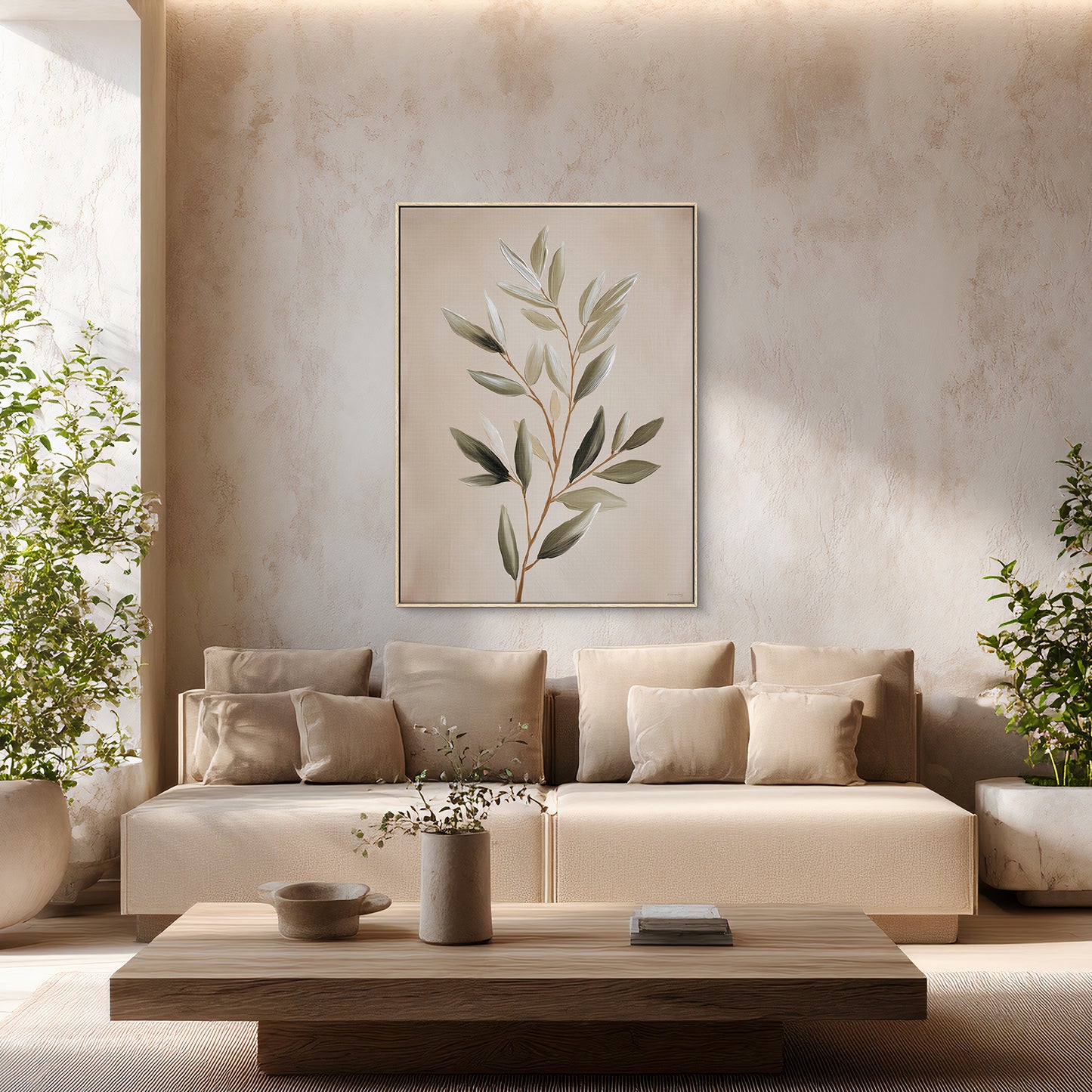 Botanical Framed Canvas Wall Art – Quiet Olive