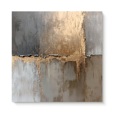 Stretched Canvas Abstract Wall Art – “Gilded Faultline”