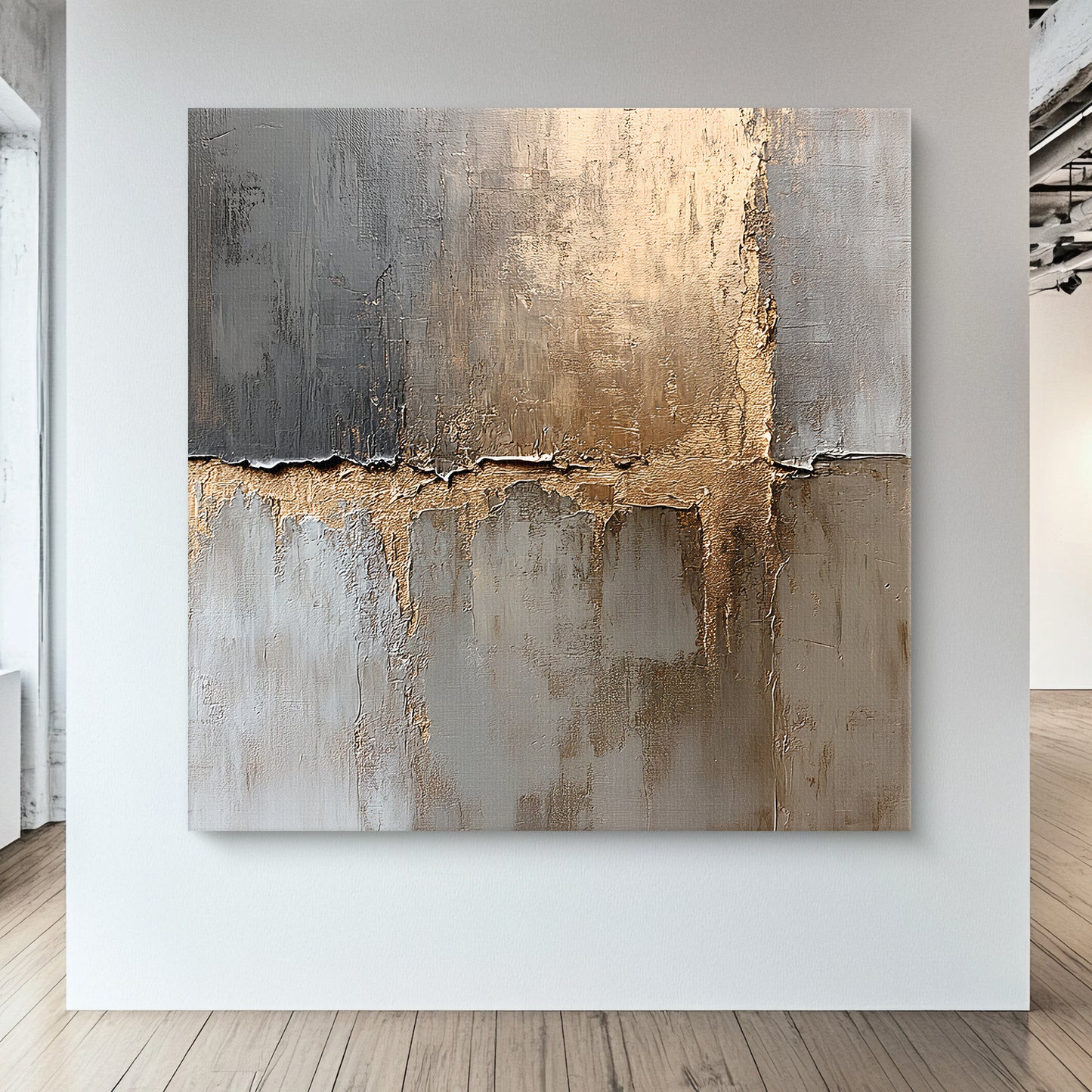 Digital Download Abstract Wall Art – “Gilded Faultline”