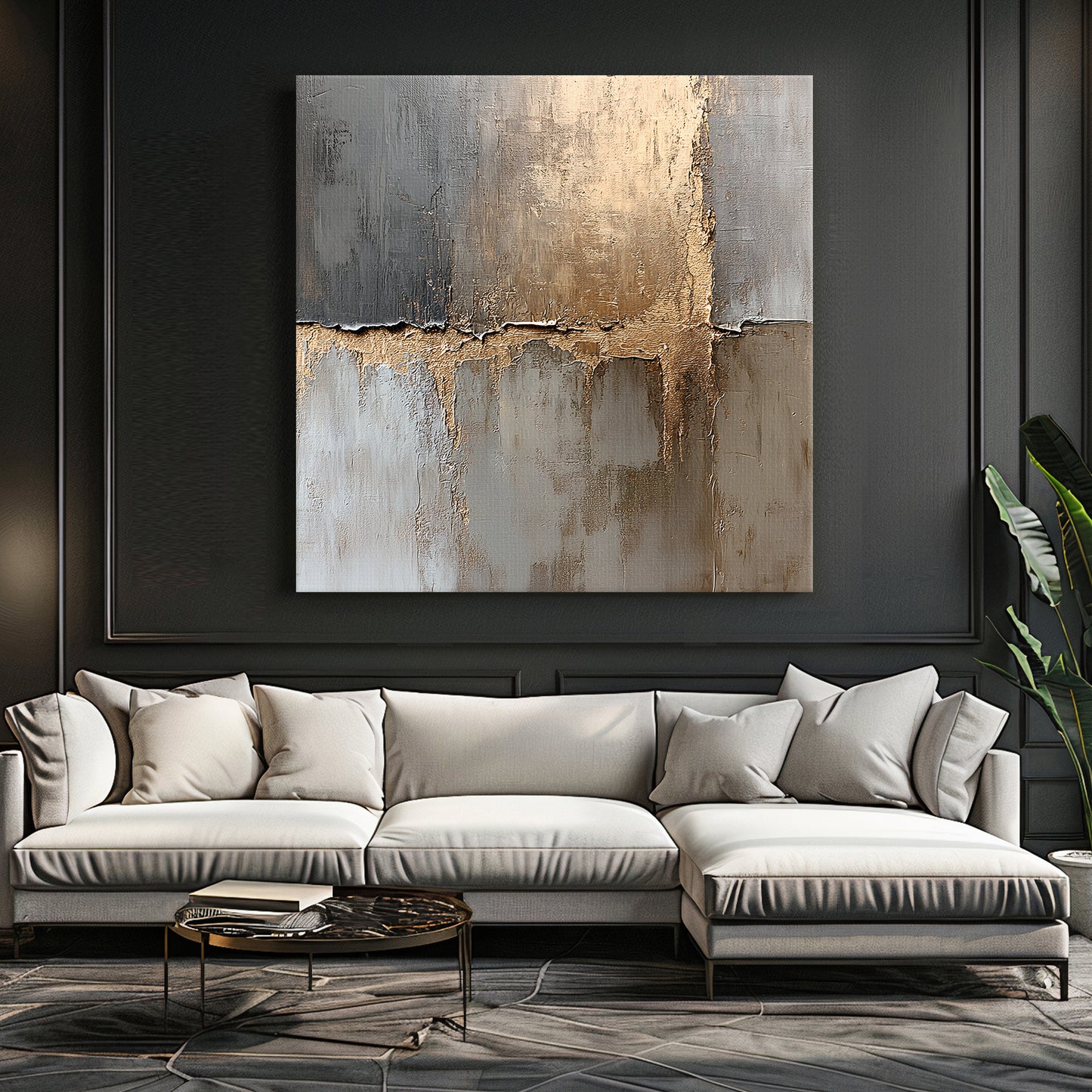 Digital Download Abstract Wall Art – “Gilded Faultline”