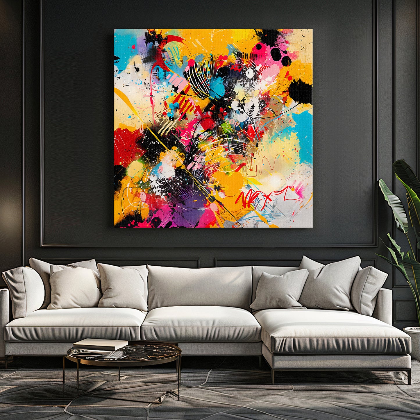 Rolled Canvas Abstract Wall Art – “Color Riot”