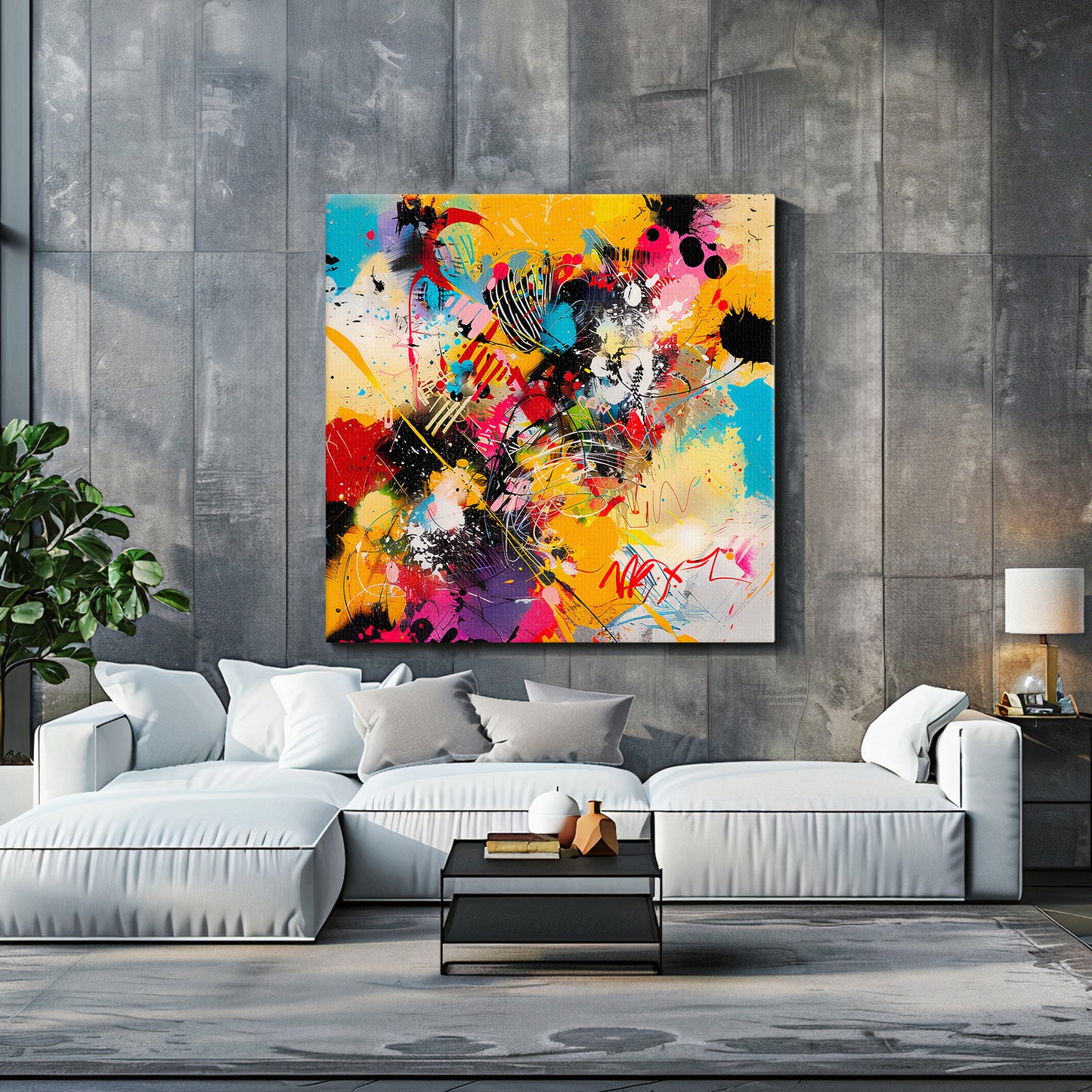 Rolled Canvas Abstract Wall Art – “Color Riot”