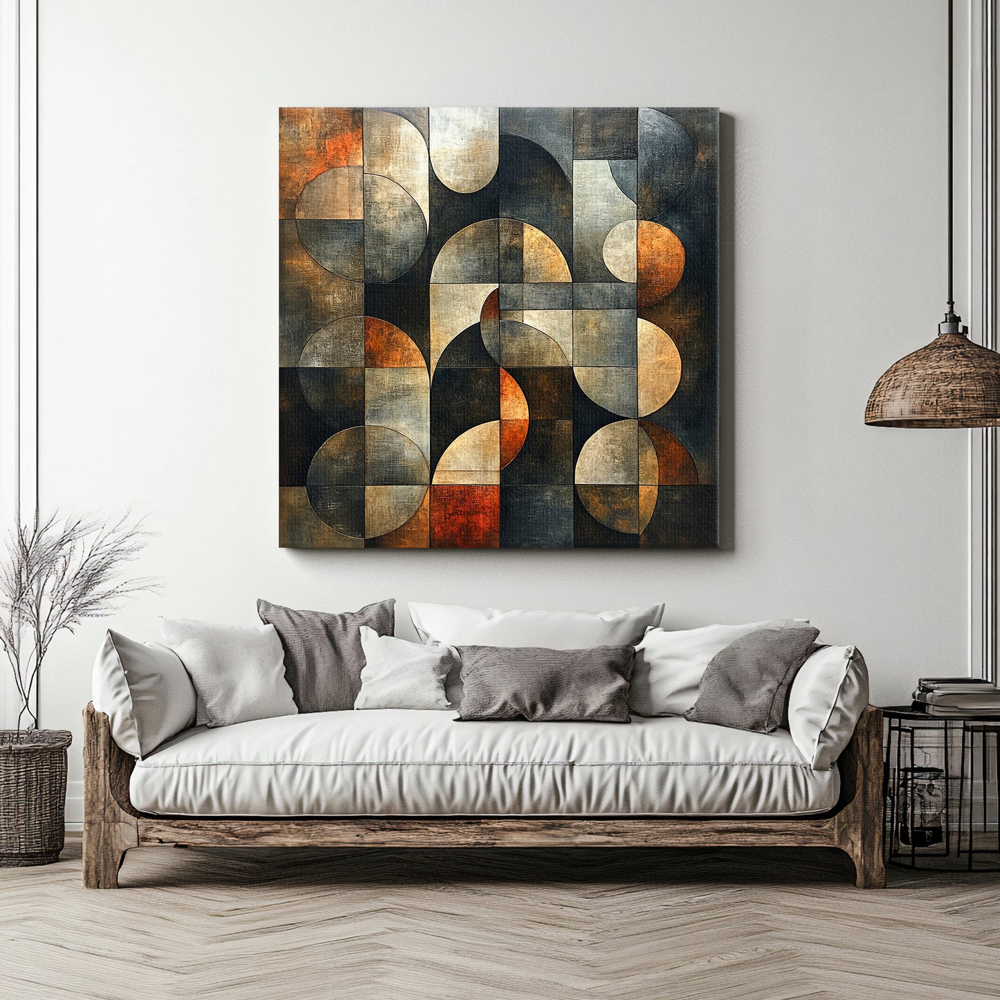 Stretched Canvas Abstract Wall Art – “Echo Grid”