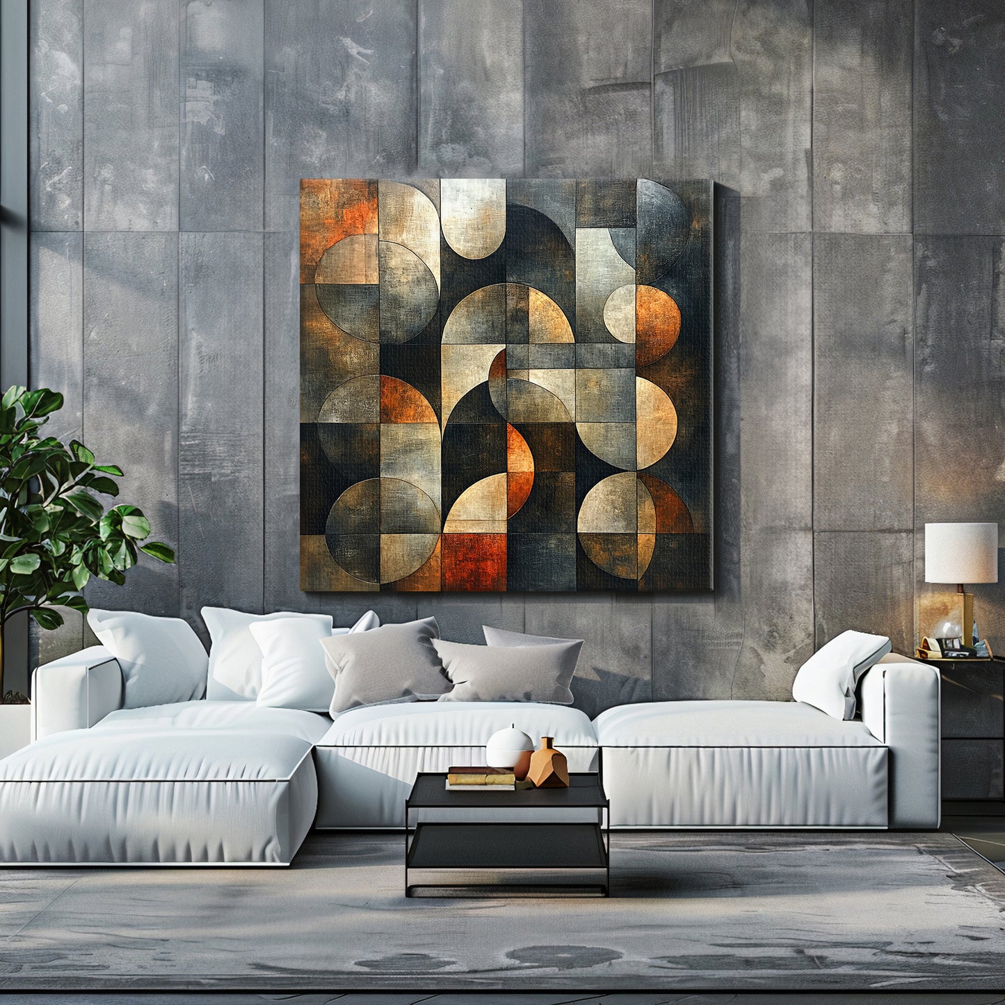 Stretched Canvas Abstract Wall Art – “Echo Grid”