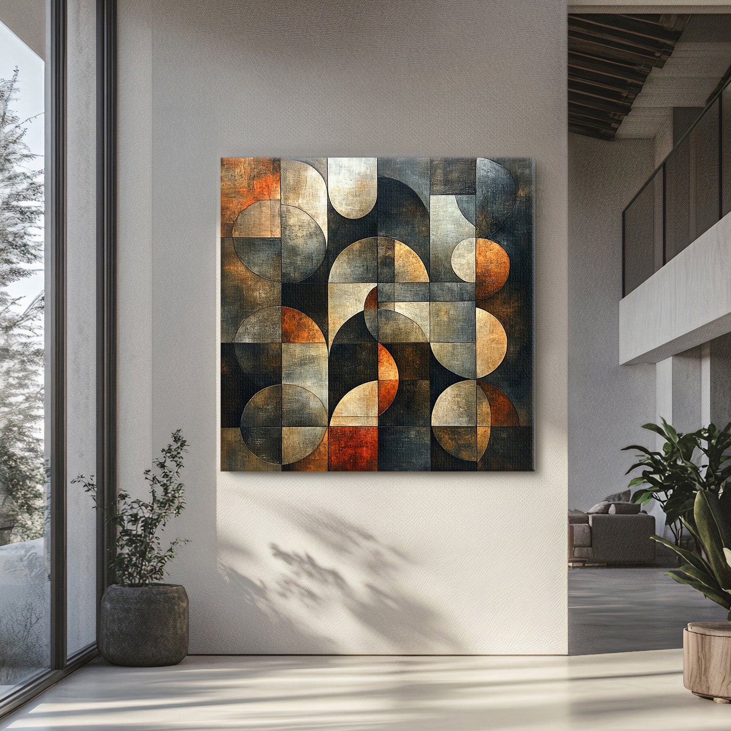 Stretched Canvas Abstract Wall Art – “Echo Grid”
