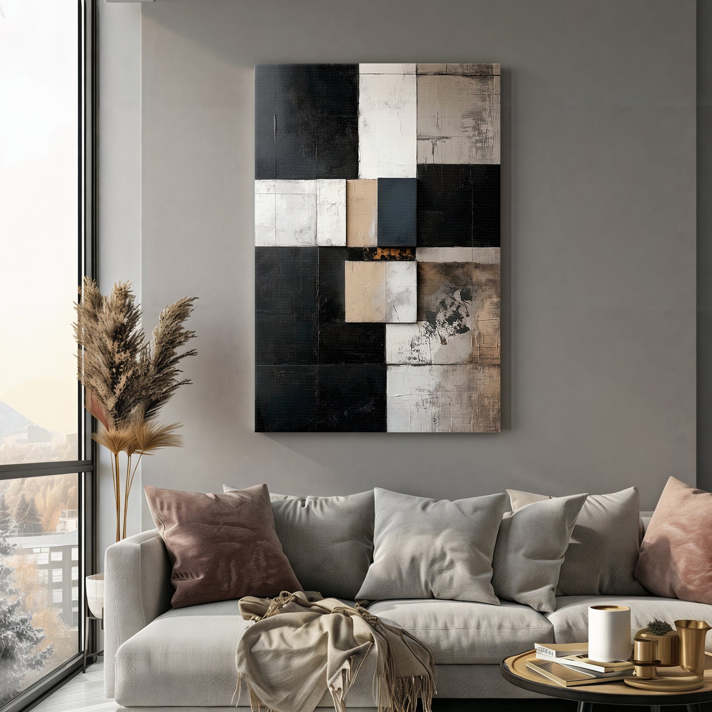 Stretched Canvas Abstract Wall Art – "Structured Silence"