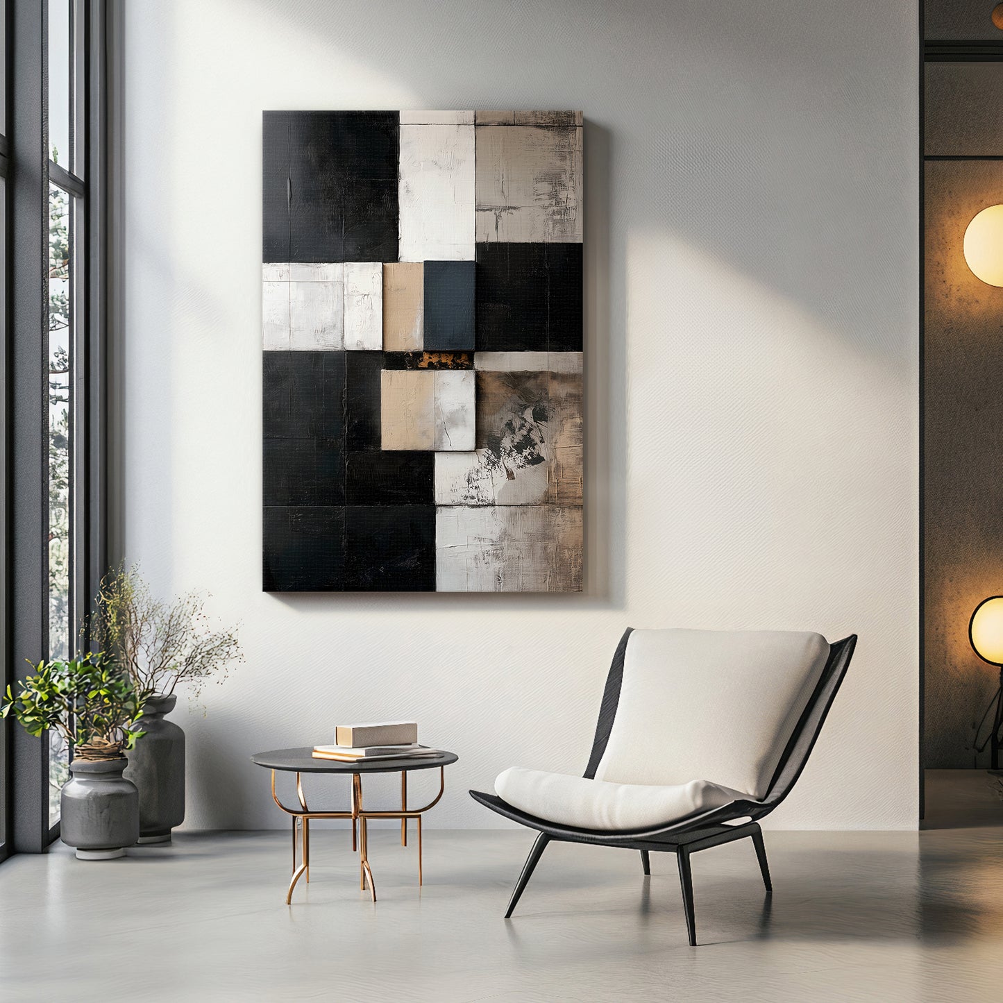 Stretched Canvas Abstract Wall Art – "Structured Silence"