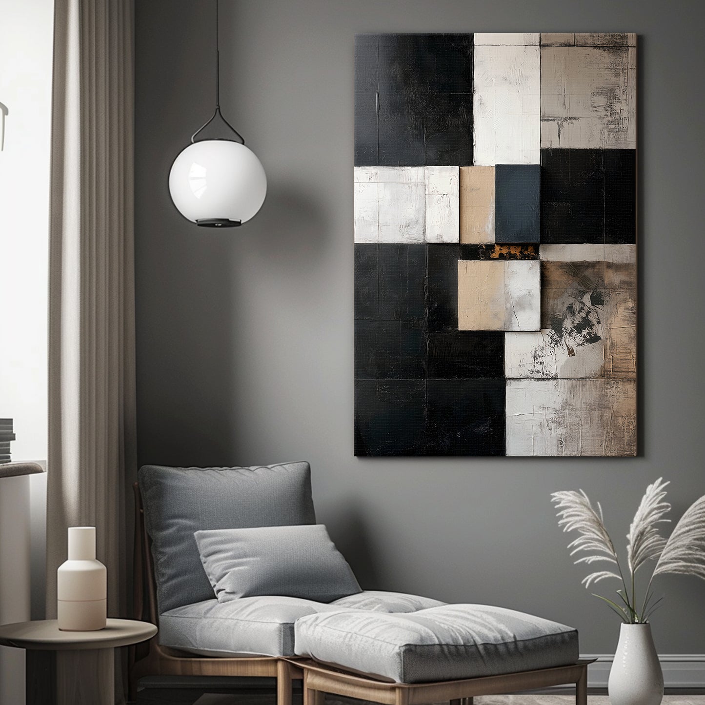 Stretched Canvas Abstract Wall Art – "Structured Silence"