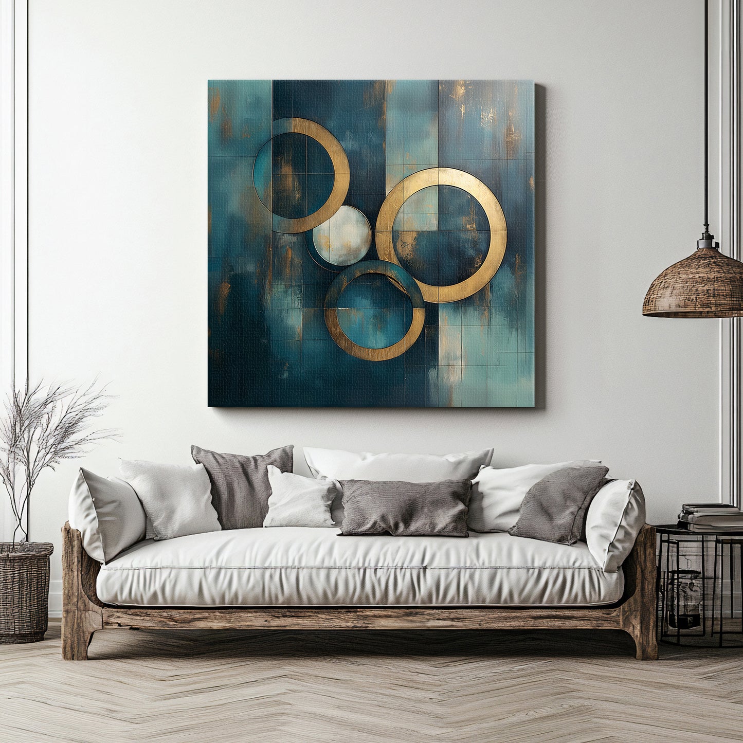 Rolled Canvas Abstract Wall Art – "Celestial Echo"