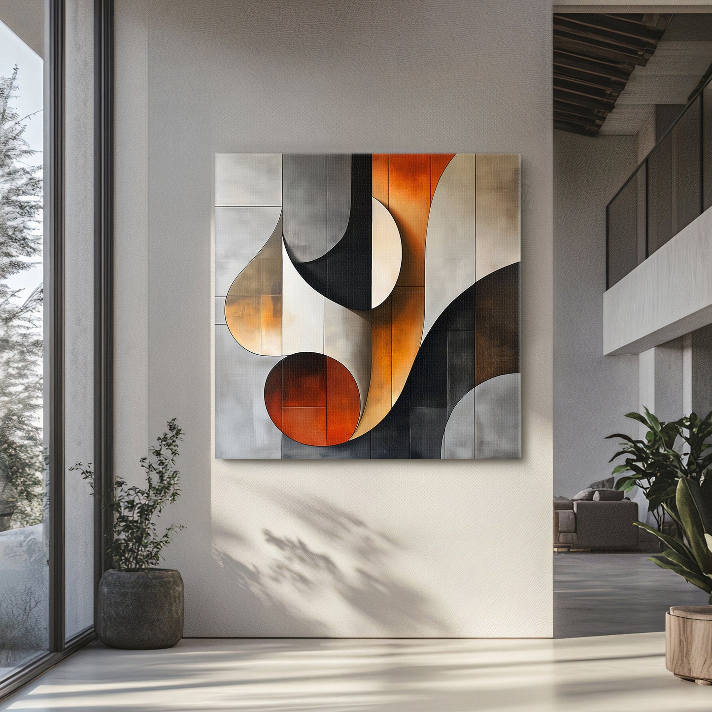 Rolled Canvas Abstract Wall Art – "Curves of Resonance"