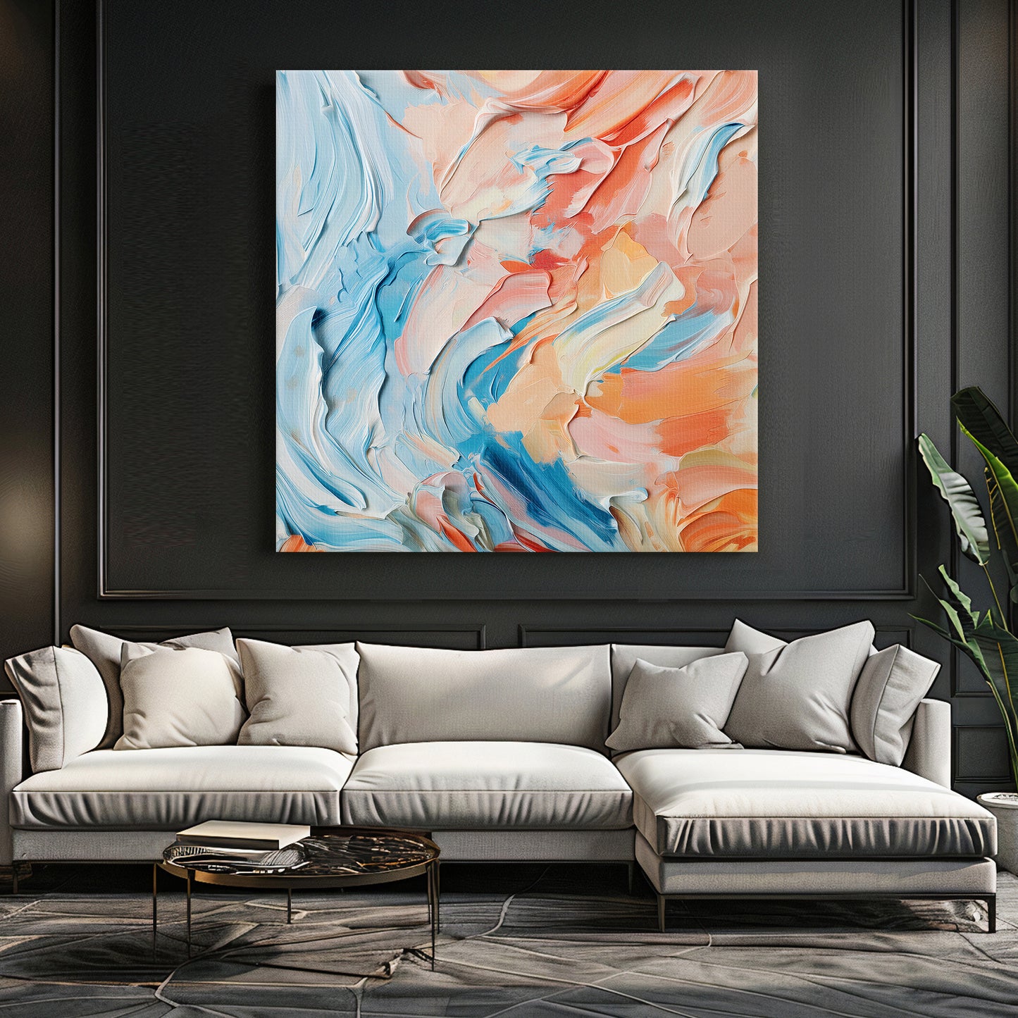 Abstract Wall Art Stretched Canvas Print - "Sorbet Sky"