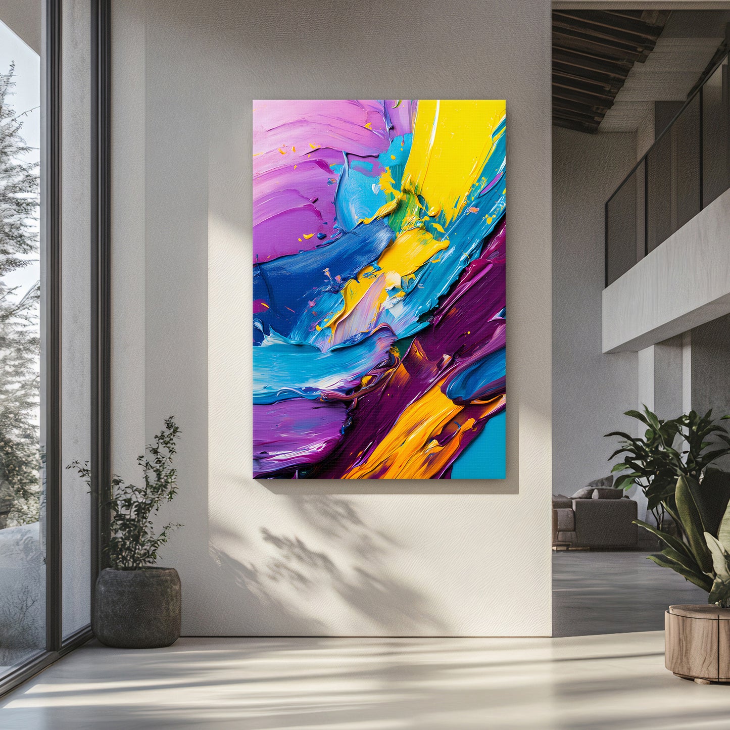 Abstract Wall Art Stretched Canvas Print - "Vivid Velocity"