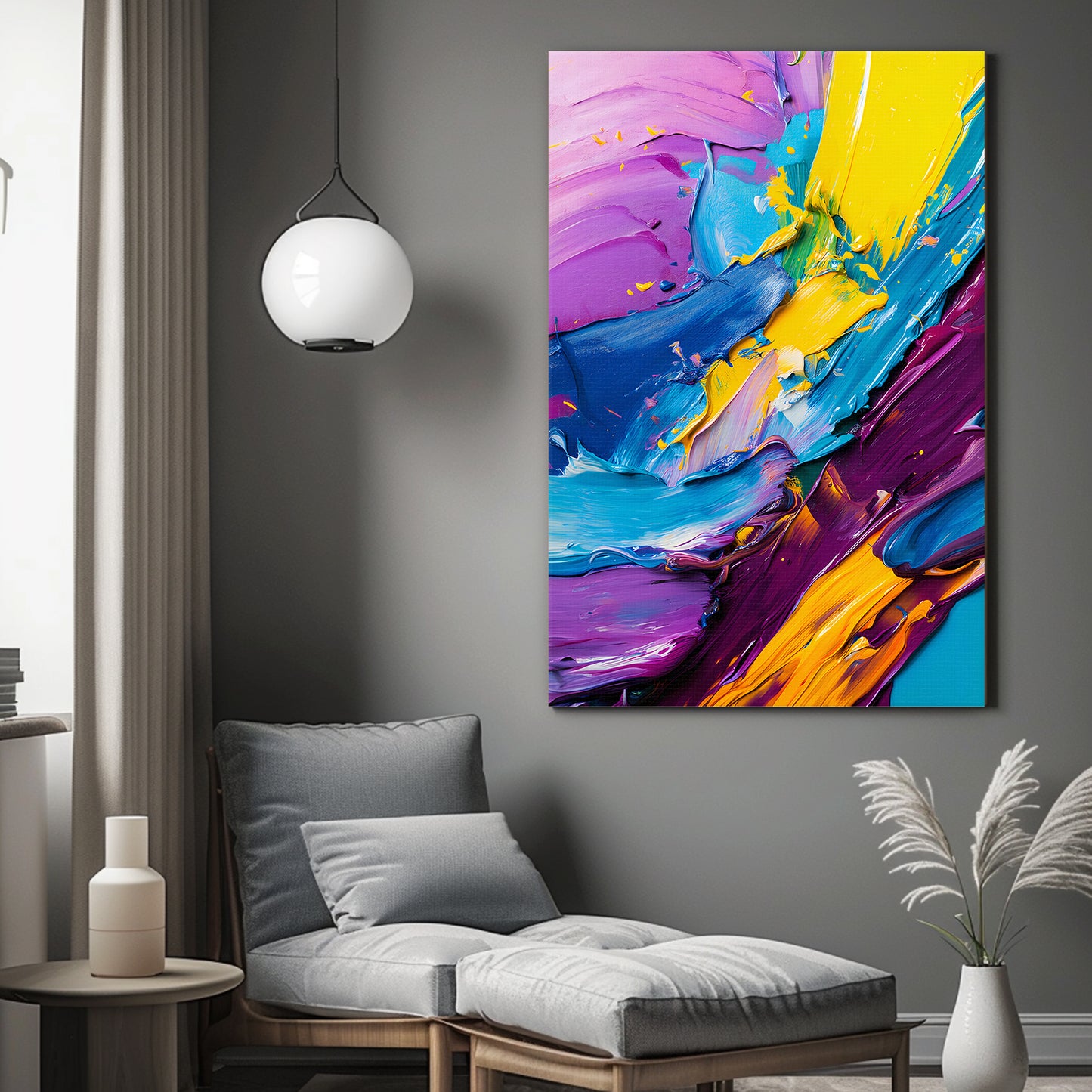 Abstract Wall Art Stretched Canvas Print - "Vivid Velocity"