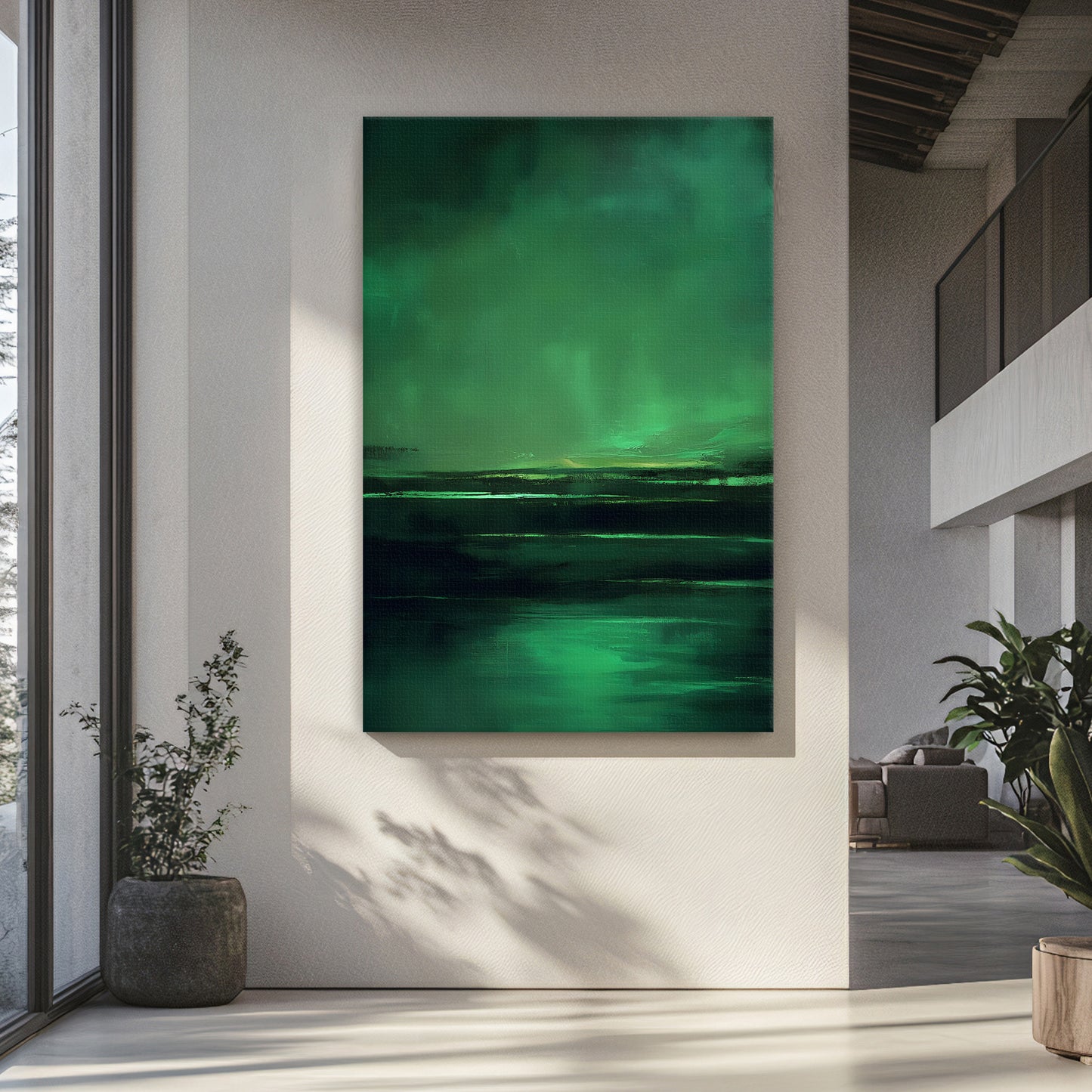 Abstract Minimalist Wall Art Stretched Canvas Print - "Abyssal Dawn"