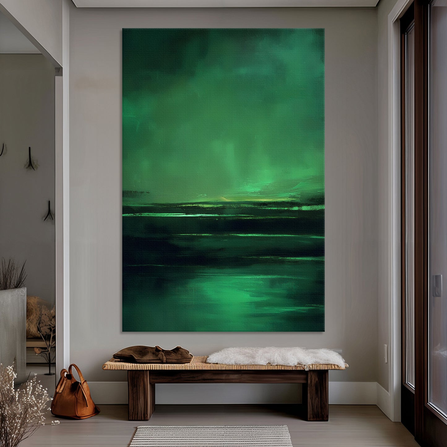 Abstract Minimalist Wall Art Stretched Canvas Print - "Abyssal Dawn"