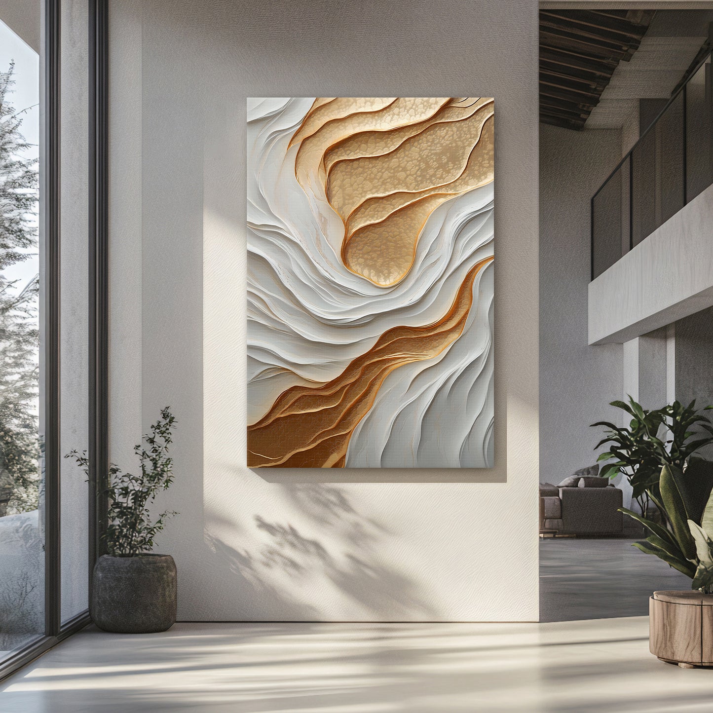 Modern Abstract Wall Art Rolled Canvas - "Lustrous Strata""