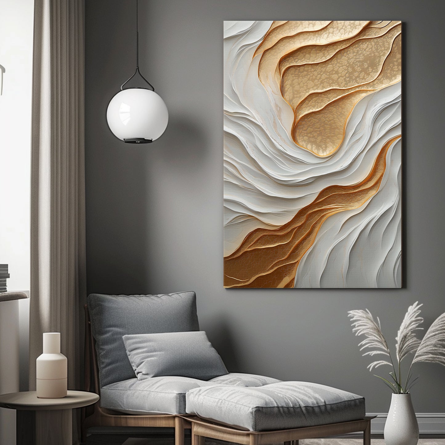 Modern Abstract Wall Art Rolled Canvas - "Lustrous Strata""