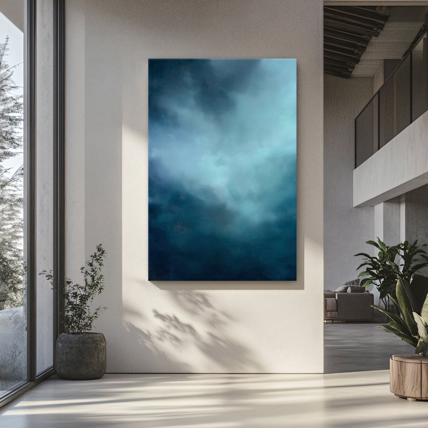 Abstract Minimalist Wall Art Stretched Canvas Print - "Luminous Void"