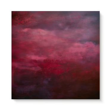 Abstract Minimalist Wall Art Stretched Canvas Print - "Crimson Veil"