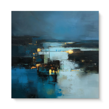 Abstract Wall Art Stretched Canvas Print - "Harbor Lights"