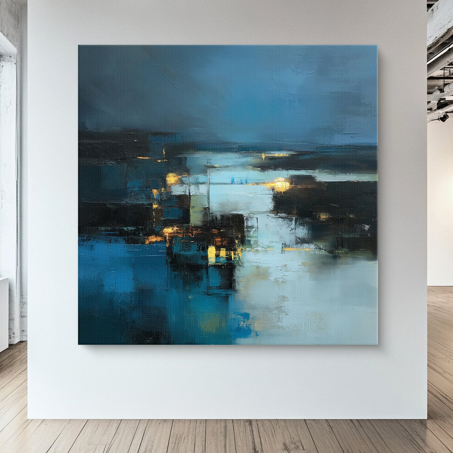 Abstract Wall Art Stretched Canvas Print - "Harbor Lights"