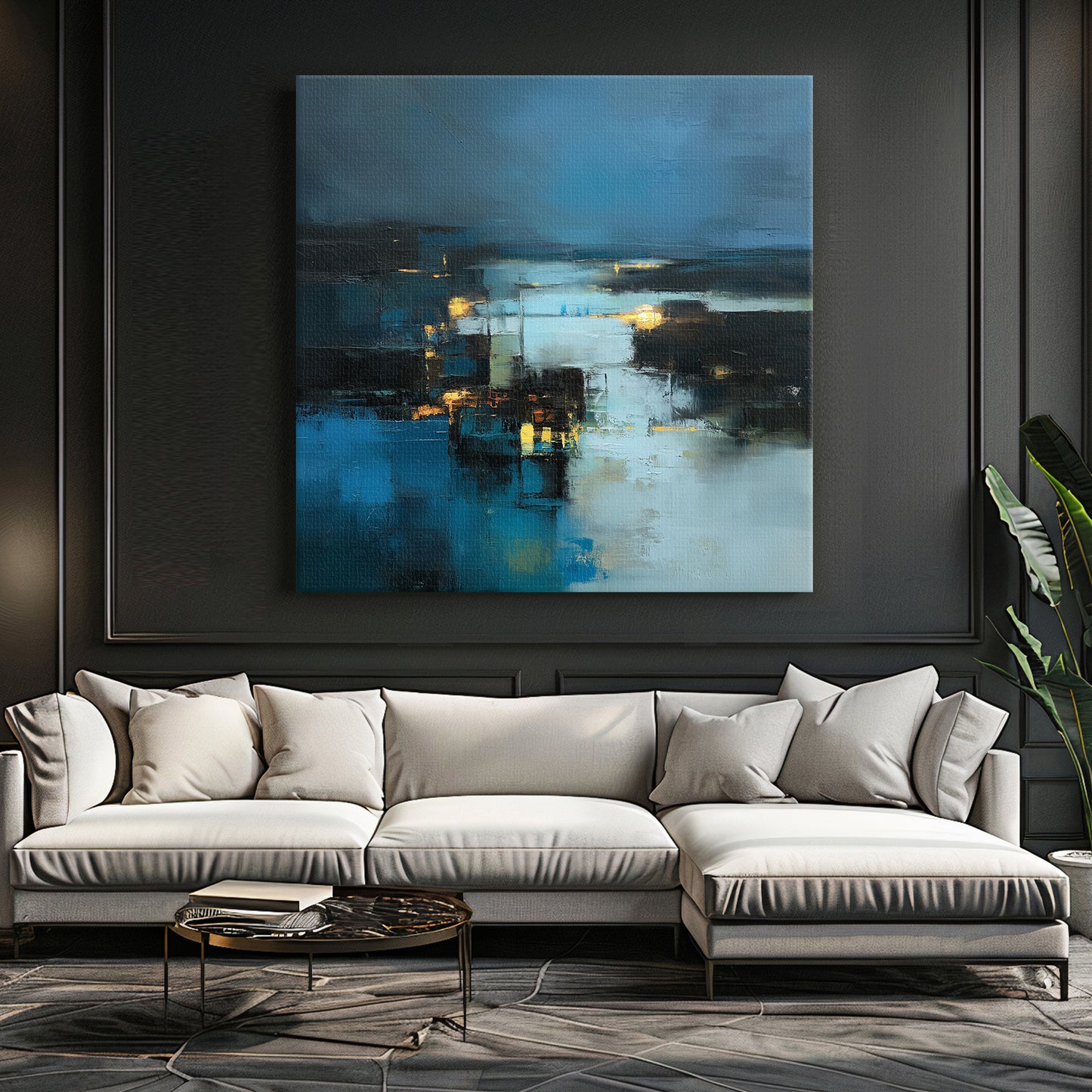 Abstract Wall Art Stretched Canvas Print - "Harbor Lights"