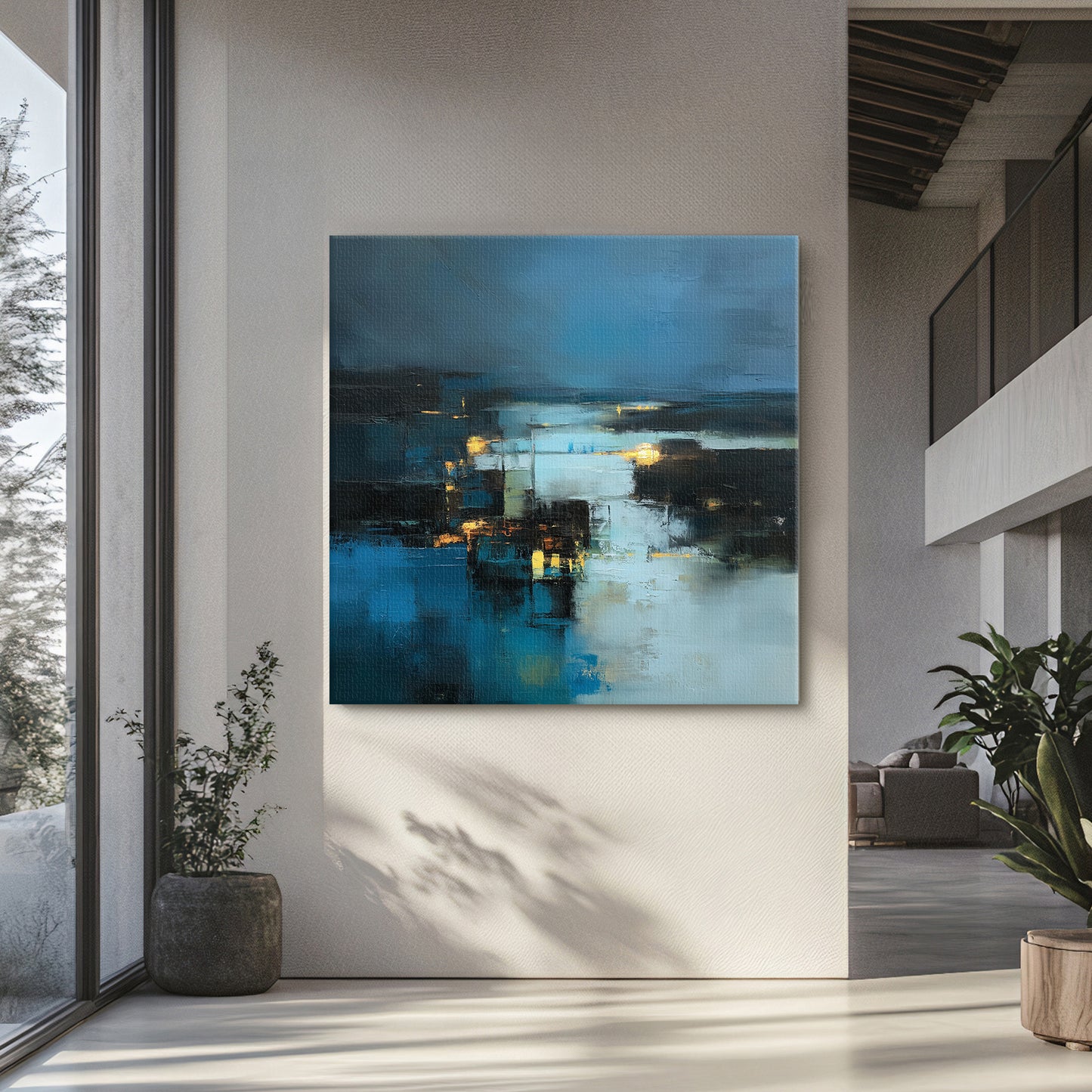 Abstract Wall Art Stretched Canvas Print - "Harbor Lights"