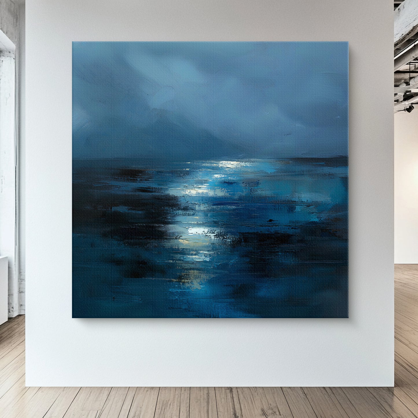 Abstract Wall Art Stretched Canvas Print - "Midnight Tide"