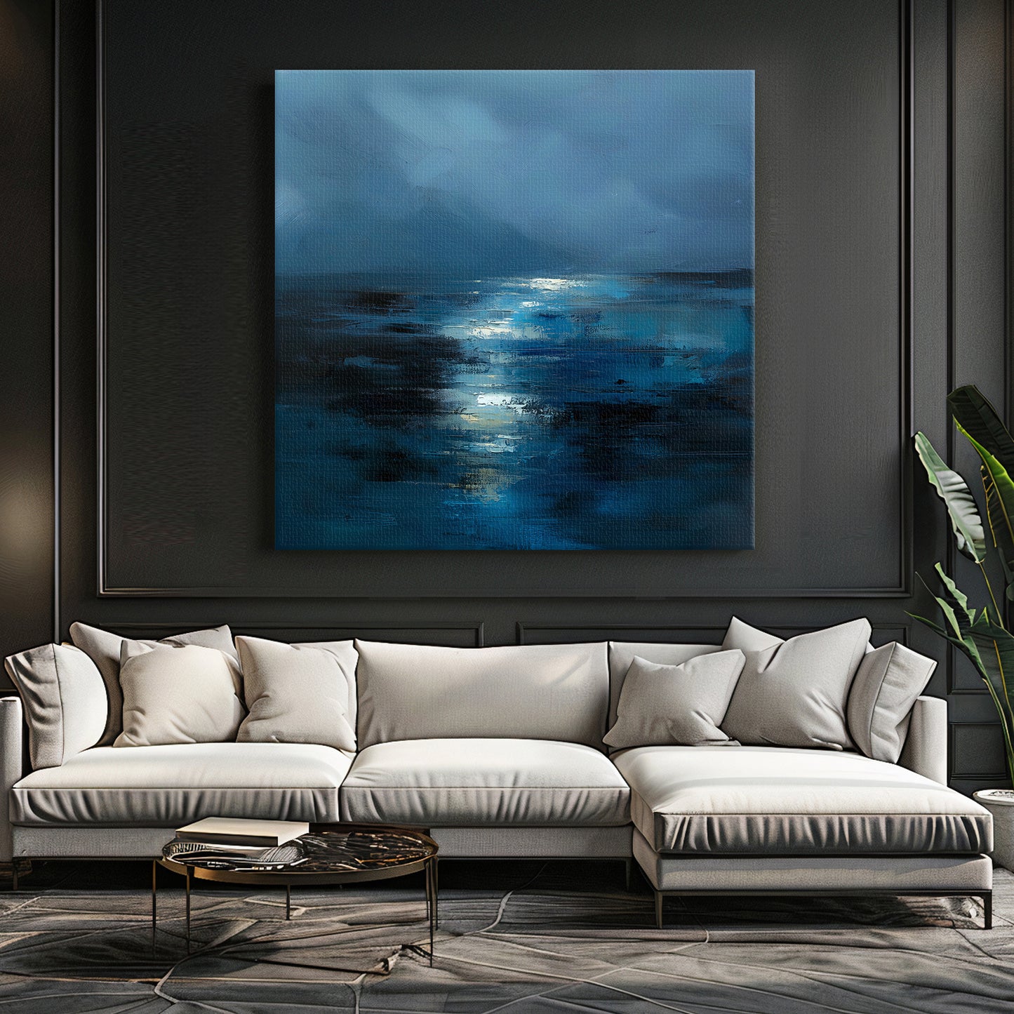 Abstract Wall Art Rolled Canvas - "Midnight Tide"