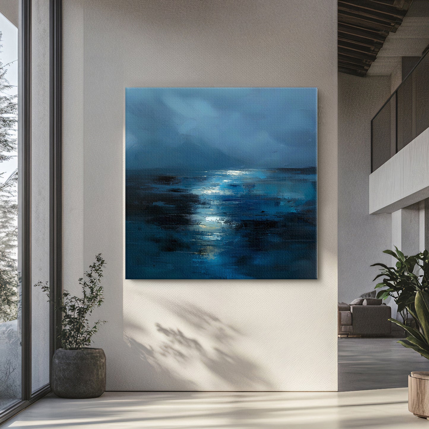 Abstract Wall Art Stretched Canvas Print - "Midnight Tide"