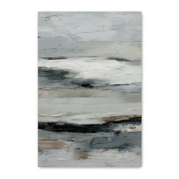 Abstract Minimalist Wall Art Stretched Canvas Print - "Winter Horizon"