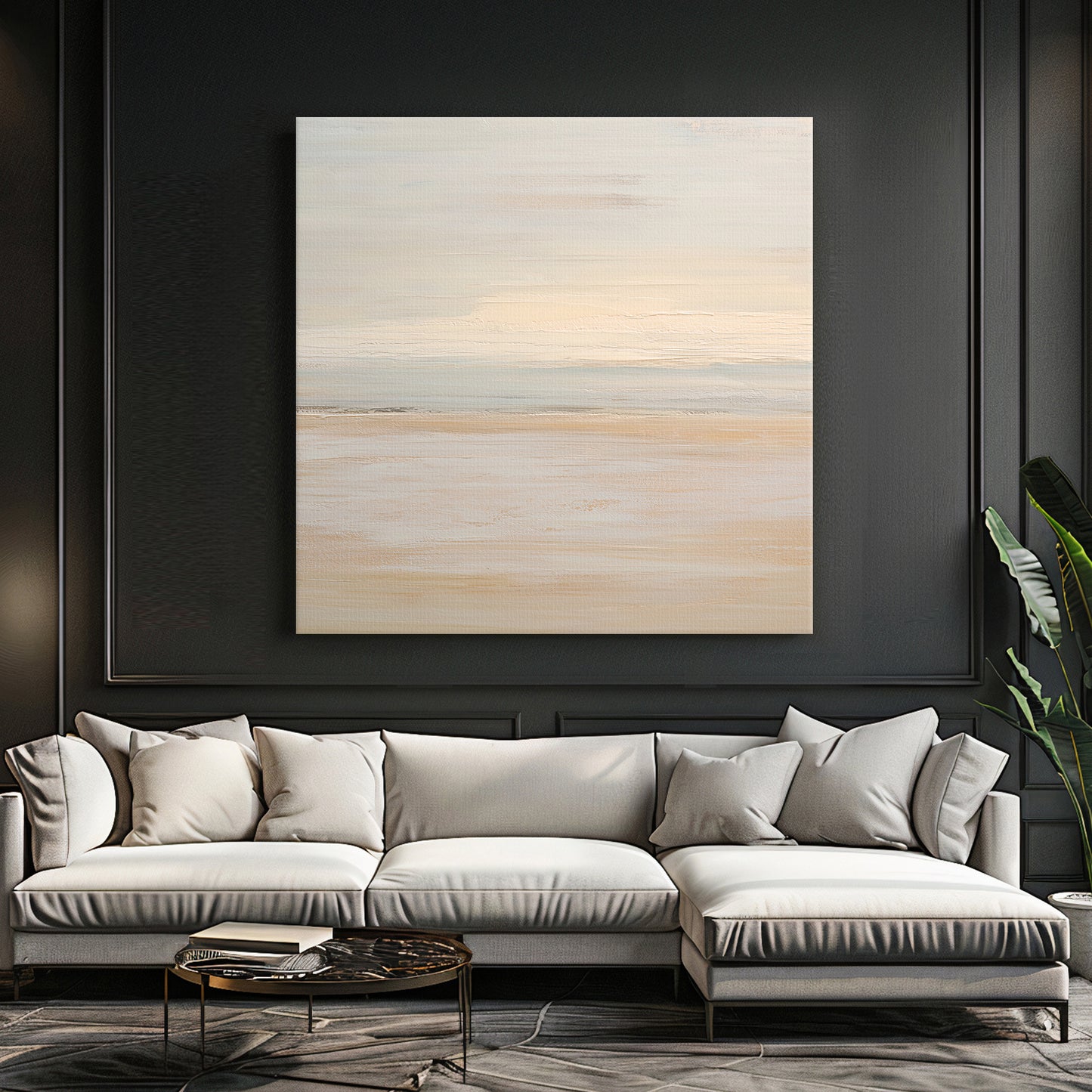 Abstract Minimalist Wall Art Rolled Canvas - "Silent Sands"