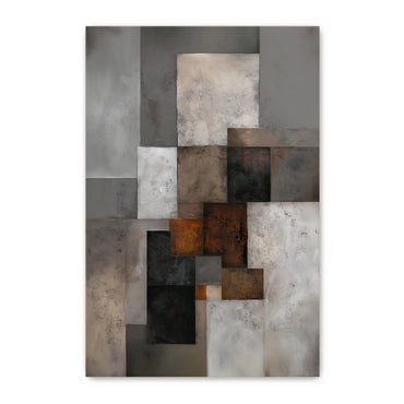 Modern Geometric Abstract Stretched Canvas Wall Art – Urban Composition