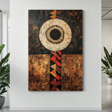 African Inspired Abstract Wall Art Rolled Canvas - "Terra Aether"