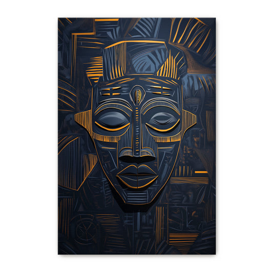 African Inspired Abstract Wall Art Stretched Canvas - "Echoes of Ancestry"