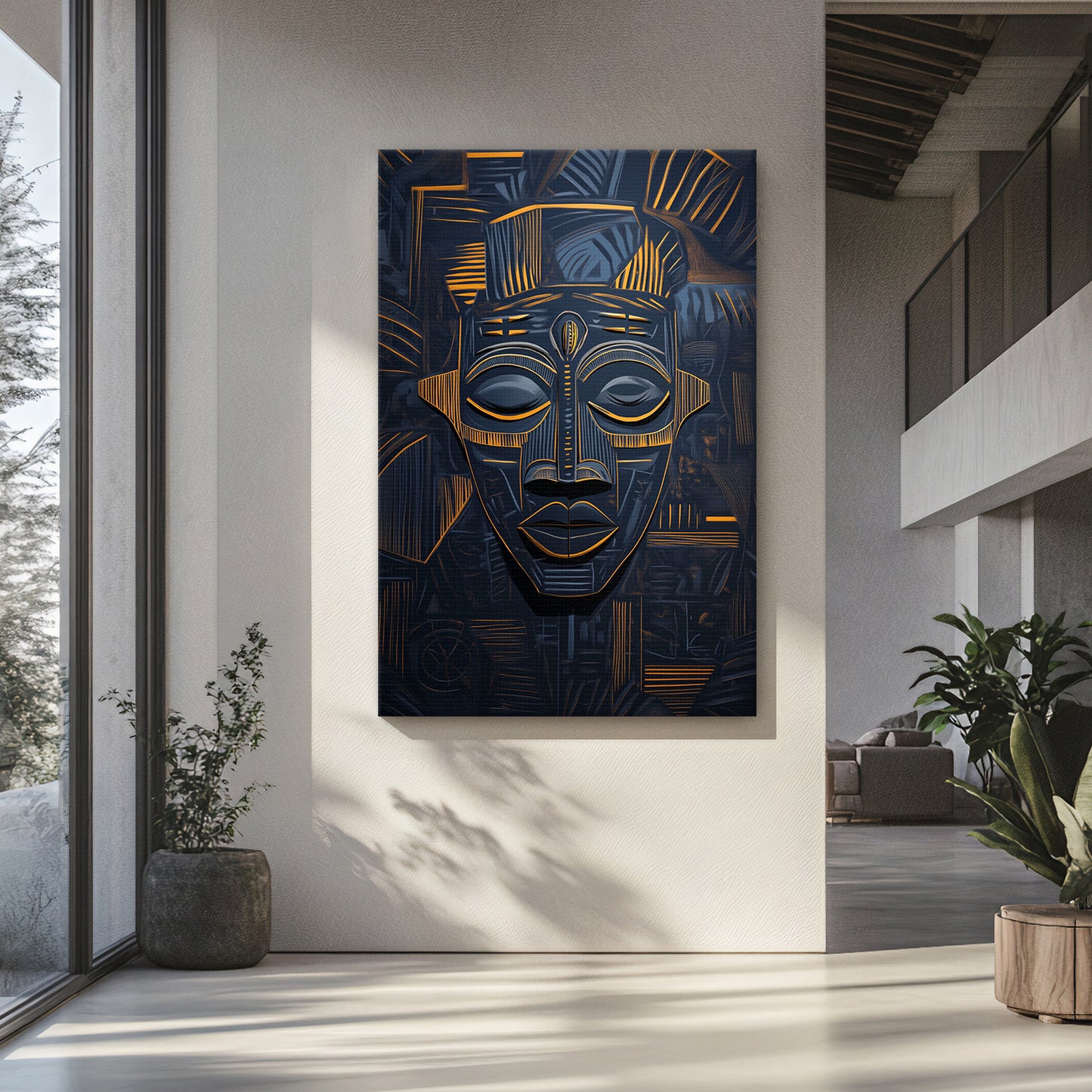African Inspired Abstract Wall Art Rolled Canvas - "Echoes of Ancestry"