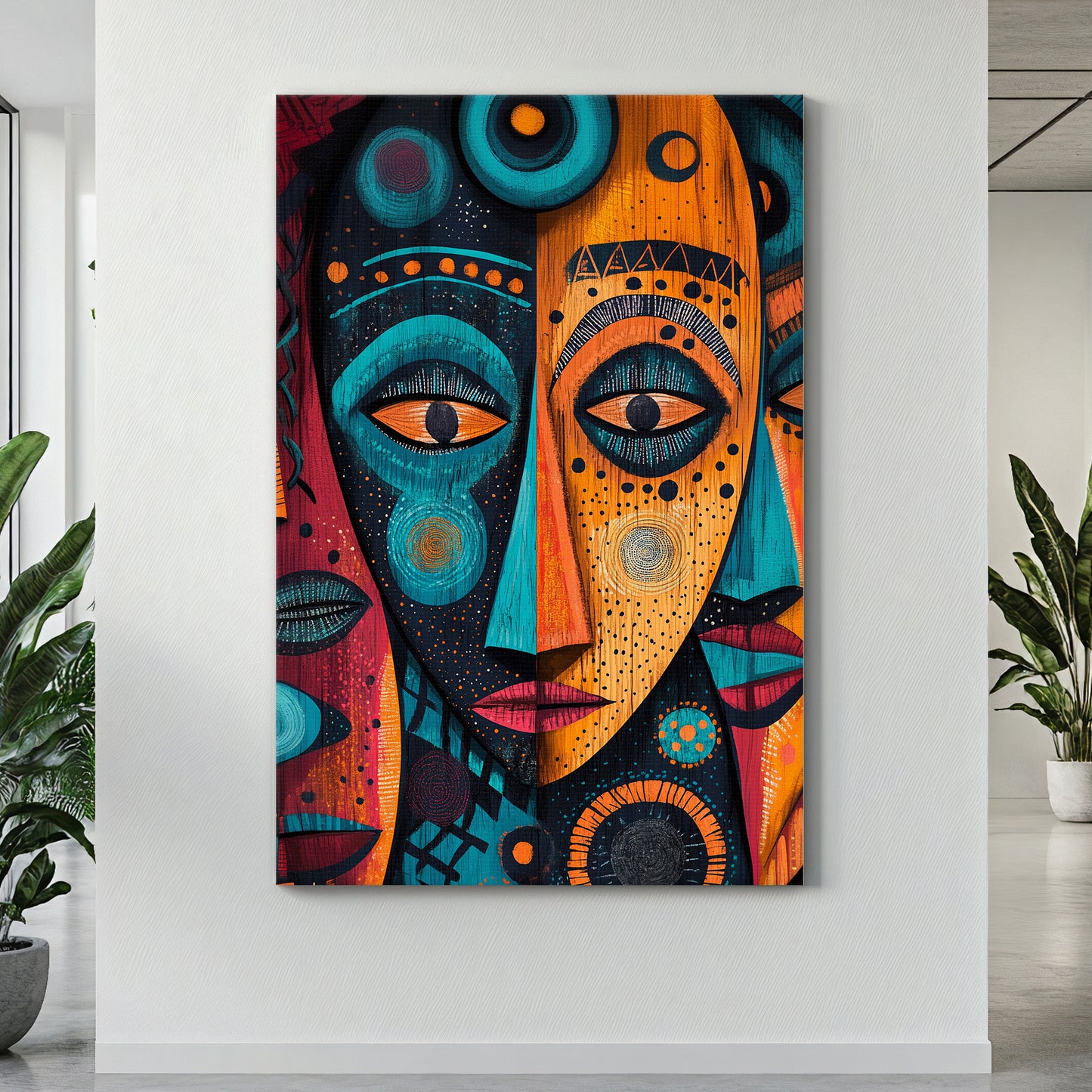 African Inspired Rolled Canvas Wall Art Print – "Echoes of the Ancestors"