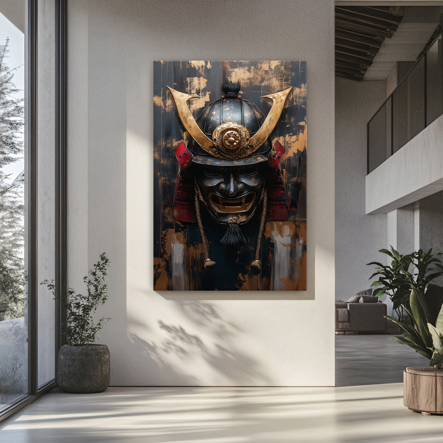Asian Inspired Samurai Warrior Wall Art Rolled Canvas - "Temporal Warrior"