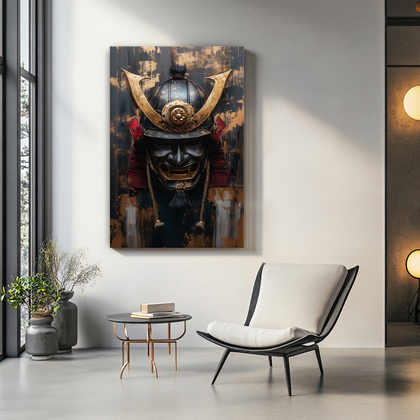 Asian Inspired Samurai Warrior Wall Art Rolled Canvas - "Temporal Warrior"