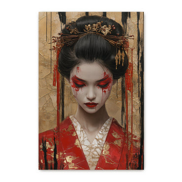 Asian Inspired Wall Art Stretched Canvas - "Painted Geisha"