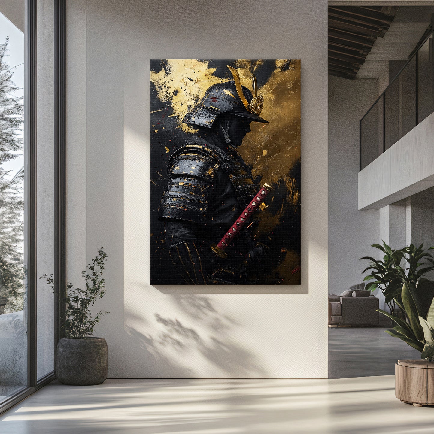 Asian Inspired Samurai Warrior Wall Art Rolled Canvas - "Silent Samurai"
