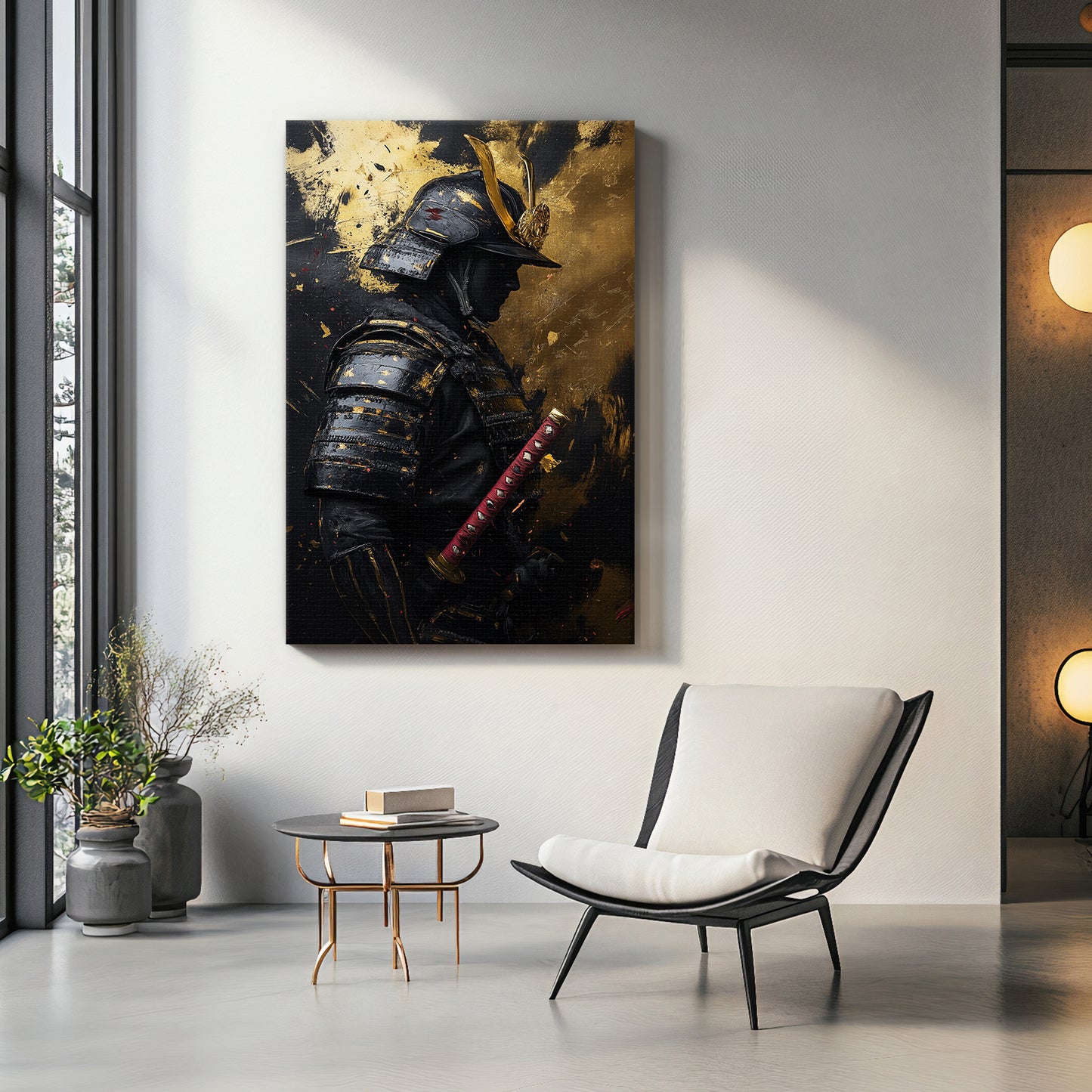 Asian Inspired Samurai Warrior Wall Art Rolled Canvas - "Silent Samurai"