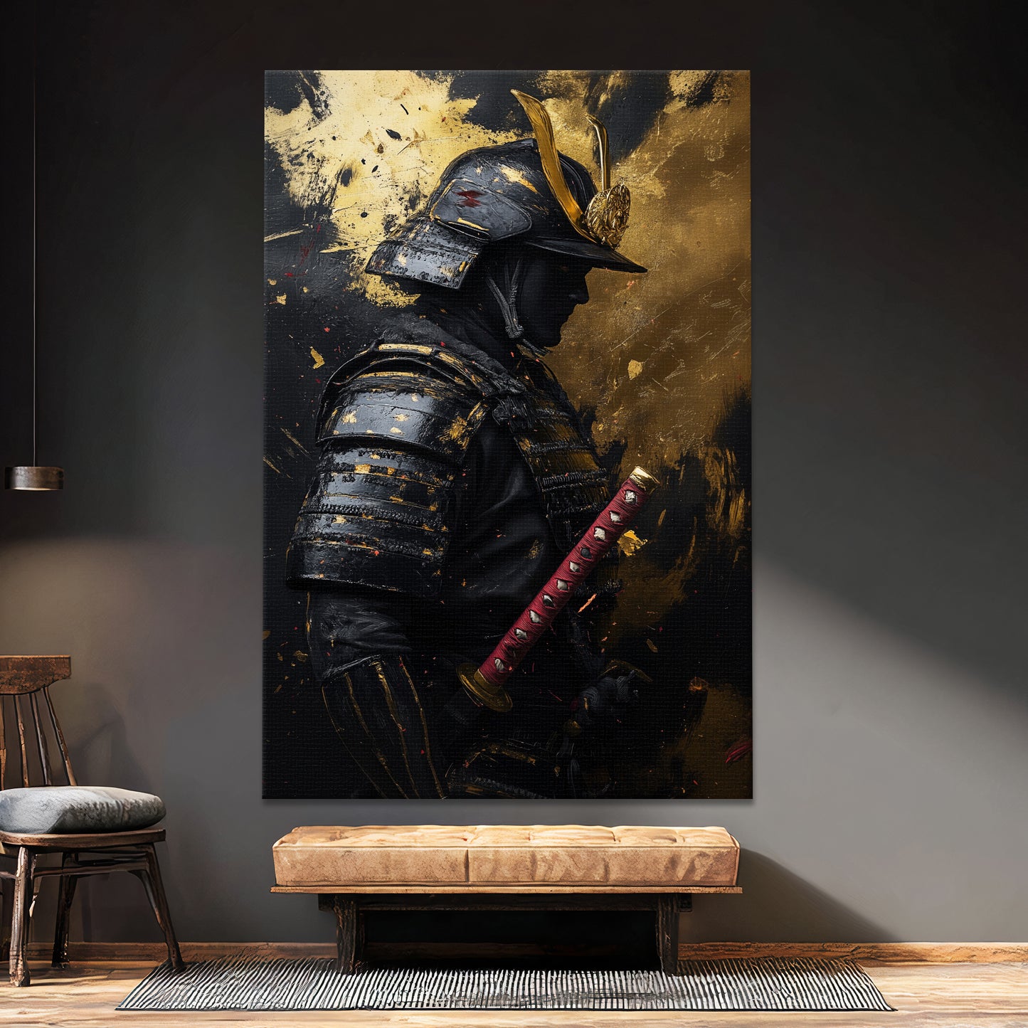 Asian Inspired Samurai Warrior Wall Art Rolled Canvas - "Silent Samurai"