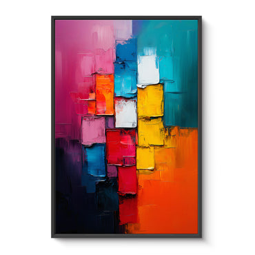 Framed Canvas Abstract Wall Art – "Chromatic Pulse"