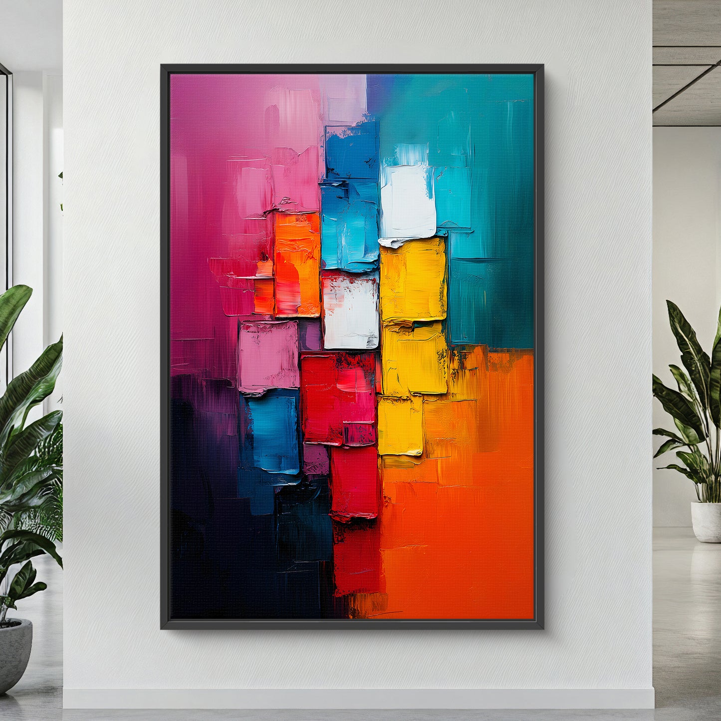 Framed Canvas Abstract Wall Art – "Chromatic Pulse"