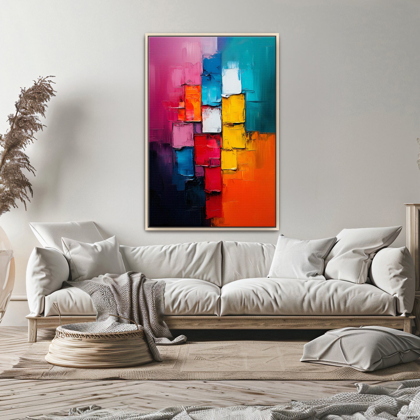 Framed Canvas Abstract Wall Art – "Chromatic Pulse"