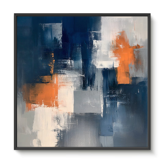 Framed Canvas Abstract Wall Art – “Concrete Ember”