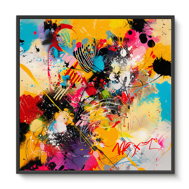 Framed Canvas Abstract Wall Art – “Color Riot”